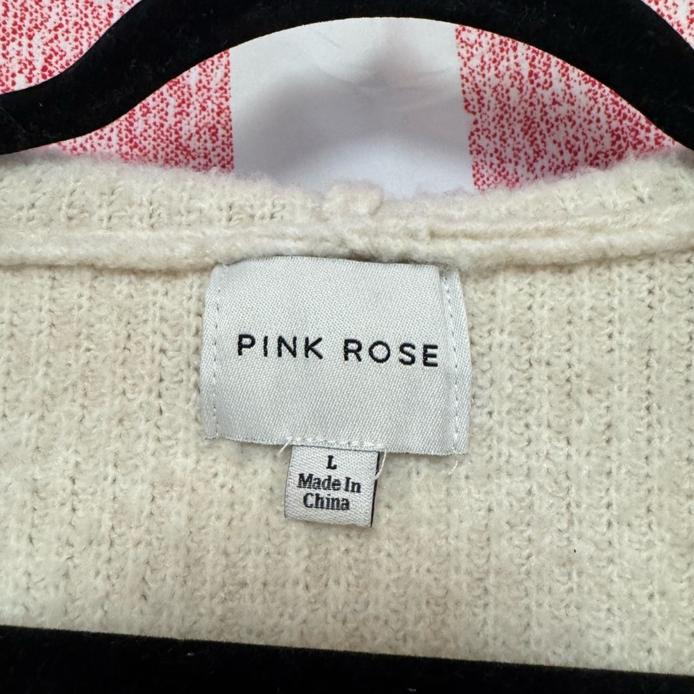 Pink Rose Cream Cowl Neck Sweater - Picture 4 of 6